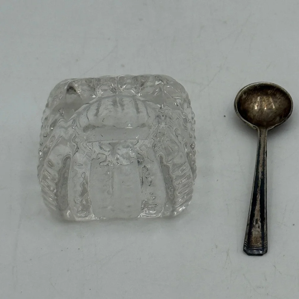 Westmorland Sterling Silver Salt Spoon and Glass Cellar Set with Original Box